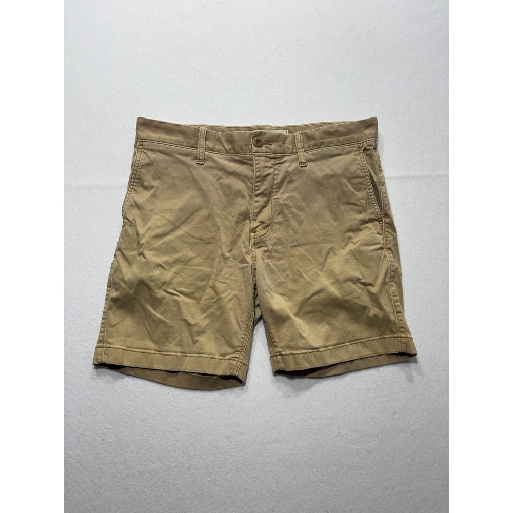 Madewell Chino Shorts Mens 33 Beige 7" Inseam Stretch Flat Front Casual